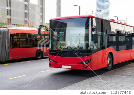 Modern bus on the city street. 112577448