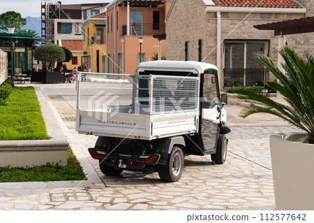 City electric truck on a street City electric truck on a street 112577642