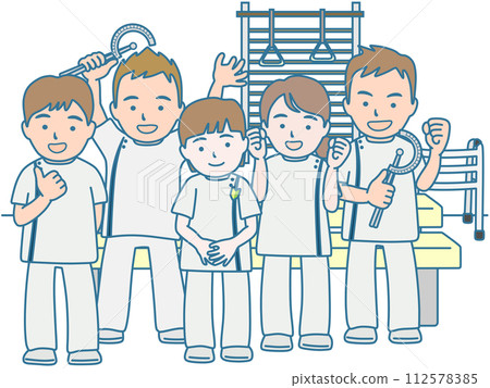 New therapist and senior staff in the rehabilitation room 112578385