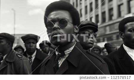 Stylish black man in a suit and glasses 112578517