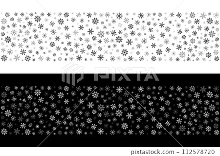 Christmas seamless pattern. Snowflakes with different patterns and sizes. Template for postcard. Vector illustration. 112578720