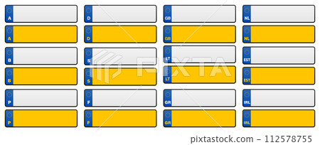 European Number Plates. Collection car number plates. Vector illustration. 112578755