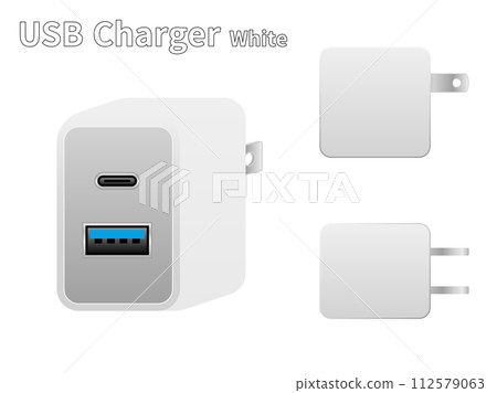 white usb charger white usb charger 112579063