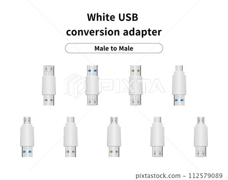 白色USB轉換轉接器/公對公 112579089