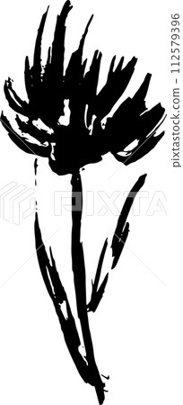 Hand Drawn Cornflower Brush Ink Silhouette Hand Drawn Cornflower Brush Ink Silhouette 112579396