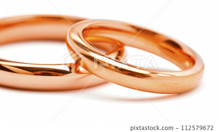 Close up of elegant wedding rings for bride and groom 112579672