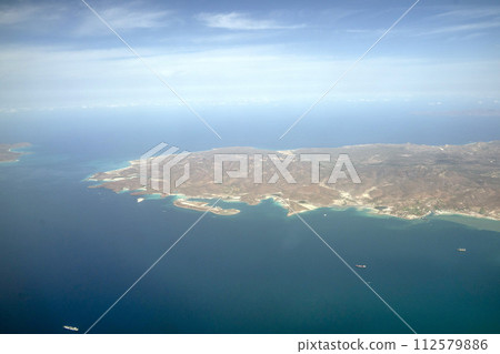 Balandra pichilingue la paz baja california sur aerial view from aircraft Balandra pichilingue la paz baja california sur aerial view from aircraft 112579886