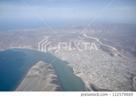 Balandra pichilingue la paz baja california sur aerial view from aircraft Balandra pichilingue la paz baja california sur aerial view from aircraft 112579889