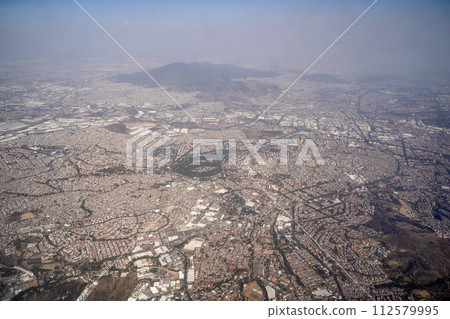 mexico city aerial view landscape from airplane 112579995