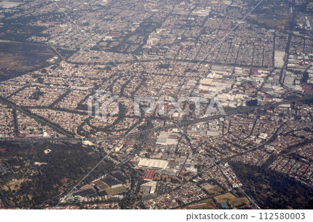 mexico city aerial view landscape from airplane mexico city aerial view landscape from airplane 112580003