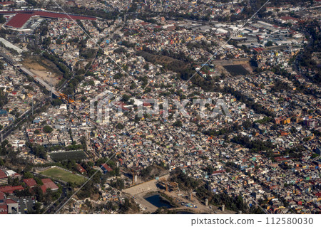 mexico city aerial view landscape from airplane mexico city aerial view landscape from airplane 112580030