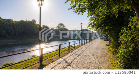 embankment of the old town with lanterns embankment of the old town with lanterns 112580041