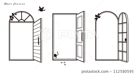 Illustration set of stylish doors that can also be used as frames Illustration set of stylish doors that can also be used as frames 112580595