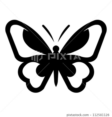 black vector butterfly icon on white background black vector butterfly icon on white background 112581126