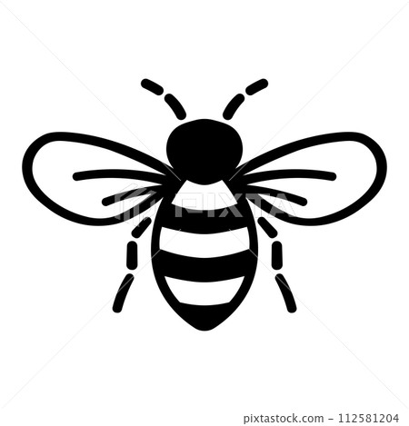 black vector bee icon on white background black vector bee icon on white background 112581204