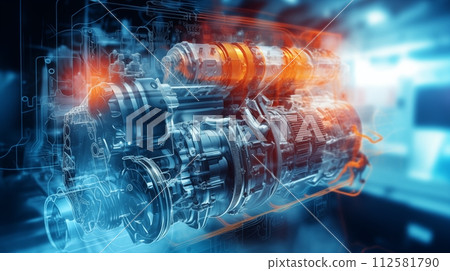 Vivid images illustrating the operation of an engine.AI Generated 112581790