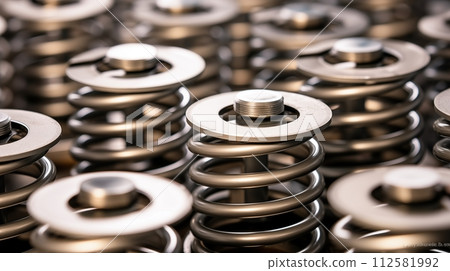 Close-up of several valve springs.AI Generated 112581992