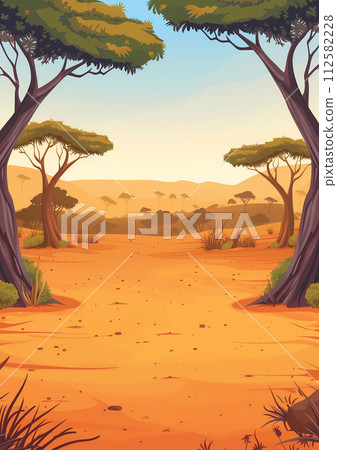 African Savannah Landscape Illustration 112582228