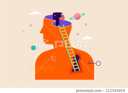 Surreal, Psychology, Dream, Mental Health concept illustration. Brain, neuroscience and creative Surreal, Psychology, Dream, Mental Health concept illustration. Brain, neuroscience and creative 112583054