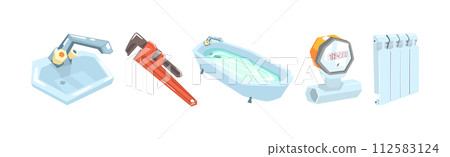 Professional Plumber Object and Instrument Vector Set Professional Plumber Object and Instrument Vector Set 112583124