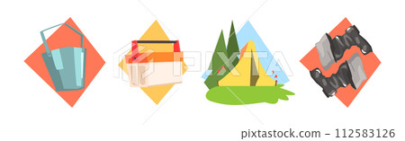 Fishing Object and Equipment Flat Colorful Icon Vector Set 112583126