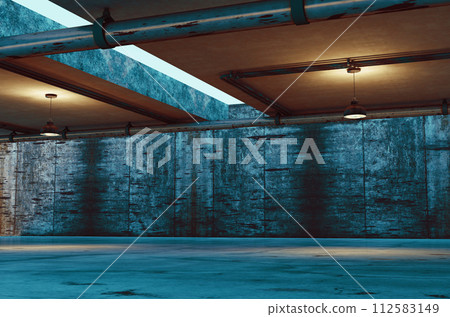 Blank concrete wide space interior. 112583149
