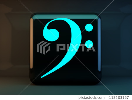 Icon or symbol of music, bass clef. 3d illustration. Icon or symbol of music, bass clef. 3d illustration. 112583167