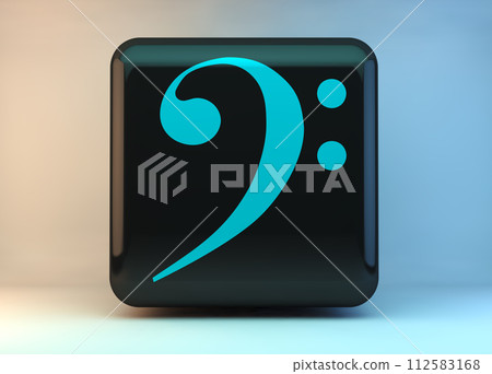 Icon or symbol of music, bass clef. 3d illustration. Icon or symbol of music, bass clef. 3d illustration. 112583168