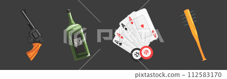 Gangster and Mafia Object and Stuff Vector Set 112583170