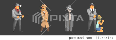 Gangster and Mafia Man Character with Gun Vector Set Gangster and Mafia Man Character with Gun Vector Set 112583175