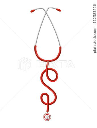 Stethoscope icon, medical equipment for doctor, heart shape, vector illustration 112583226