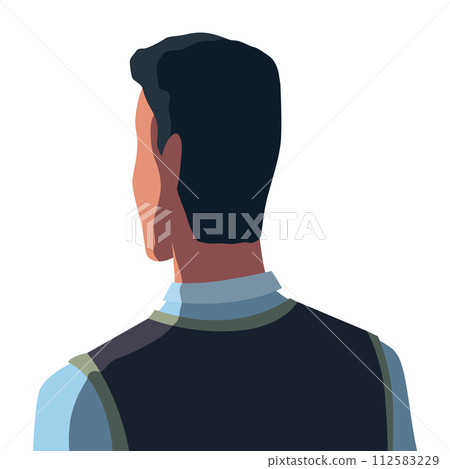 Man avatar back view. Press conference, reporter is interviewing 112583229