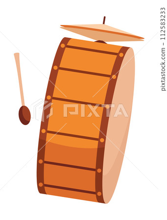 Drums and percussion vector flat illustrations isolated over white background, music instruments shop 112583233