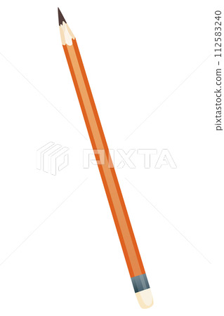 Realistic yellow pencil sharpened with rubber band Realistic yellow pencil sharpened with rubber band 112583240