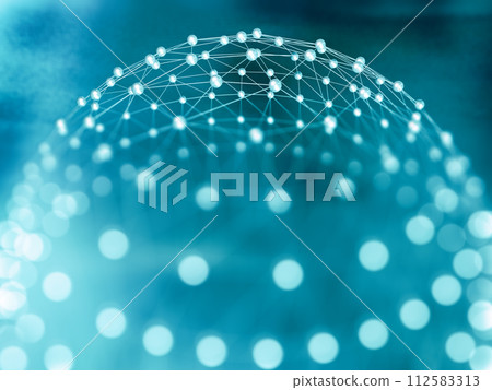 Mesh or net with lines and geometrics shapes detail.3d illustration. 112583313