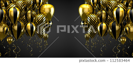 Festive and celebration background. Gold and golden balloons. Festive and celebration background. Gold and golden balloons. 112583464