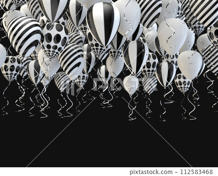 Festive and celebration background. Black and white balloons. 112583468