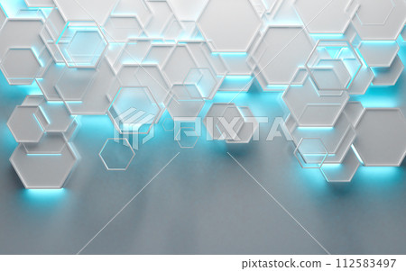 White glossy technological and science background. 3d illustration. 112583497