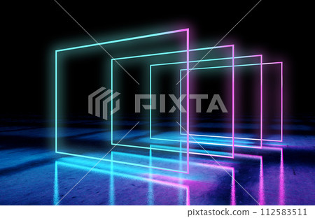 Vibrant colorful glowing lights background.3d illustration. 112583511