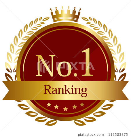 Luxurious No.1 emblem red and gold 112583875