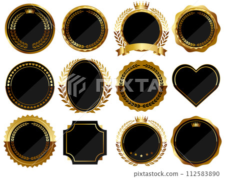 一套 12 個豪華徽章,黑色和金色 一套 12 個豪華徽章,黑色和金色 112583890