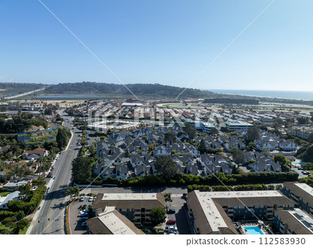 Aerial view of Solana Beach Town, San Diego, California USA 112583930