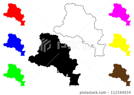 Pingdingshan city (People's Republic of China, PRC) map vector illustration, scribble sketch Pingtingshan or Eagle Prefecture-level city map Pingdingshan city (People's Republic of China, PRC) map vector illustration, scribble sketch Pingtingshan or Eagle Prefecture-level city map 112584034
