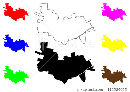 Pinsk city (Republic of Belarus) map vector illustration, scribble sketch Pinsk map 112584035