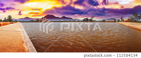 Scenical Menara garden.Travel to morocco.Marrakech 112584134