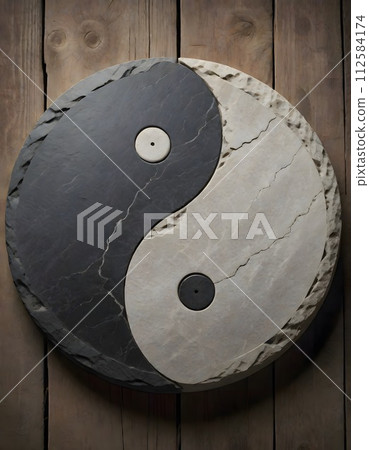 Simple Yin and Yang Symbol on a Smooth Surface, Generative AI 112584174