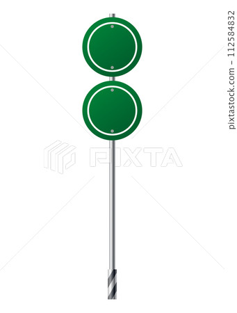 Green traffic sign. Road board text panel, mockup signage, direction highway city signpost location street way. Isolated information sign. Blank board with place for text. Vector illustration Green traffic sign. Road board text panel, mockup signage, direction highway city signpost location street way. Isolated information sign. Blank board with place for text. Vector illustration 112584832