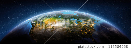 USA and Canada space drone view 112584968