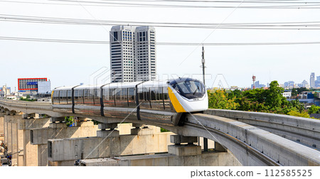 The monorail Yellow Line Mass Transit System serving the Bangkok Metropolitan Region. The monorail Yellow Line Mass Transit System serving the Bangkok Metropolitan Region. 112585525