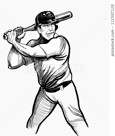 Baseball player. Hand drawn illustration 112587128